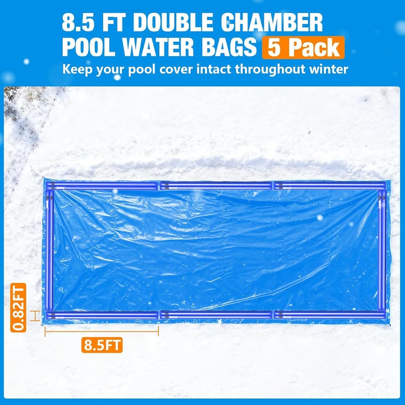 Hidbot 8.5 Ft Double Chamber Pool Water Bags,5 Packs-Water Tube for Winter Pool Cover,0.4mm Double Chamber Water Tubes for Inground Pool Swimming Pool Water Bags for Winterizing-Pool Covers Winter Closing - Image 2